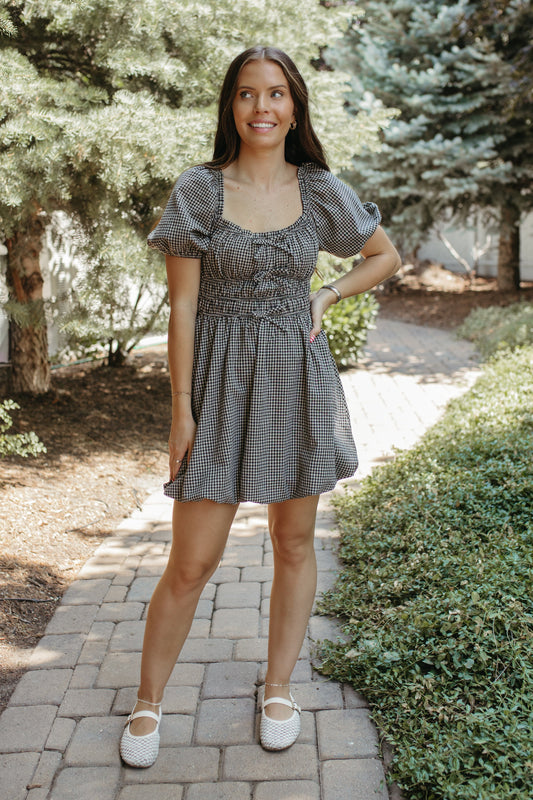 THE HARPER BLACK GINGHAM DRESS