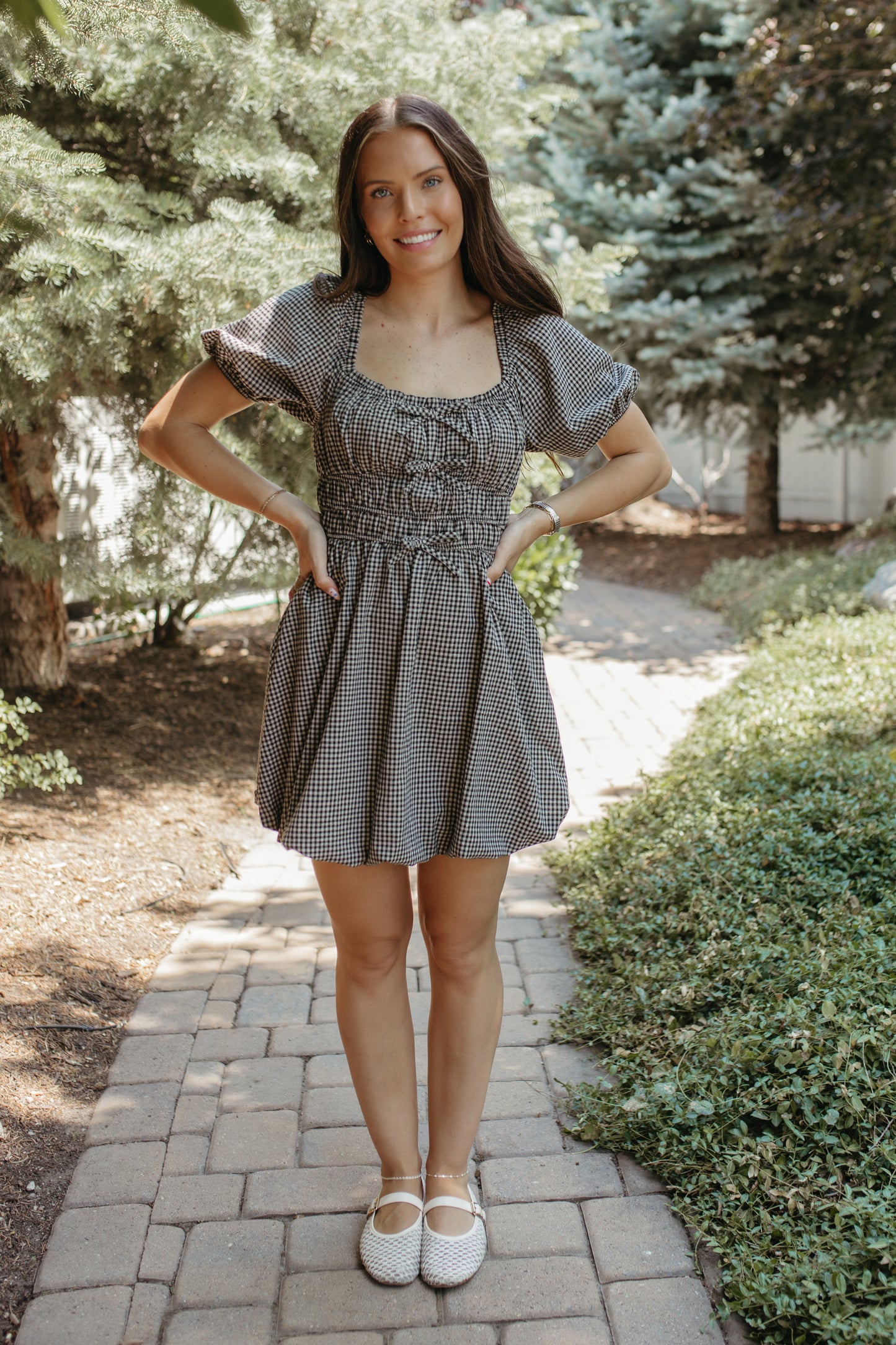 THE HARPER BLACK GINGHAM DRESS
