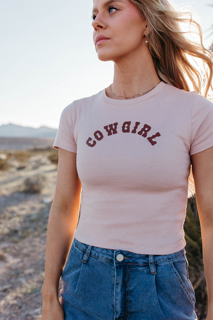 THE CASEY COWGIRL BABY TEE IN TAN