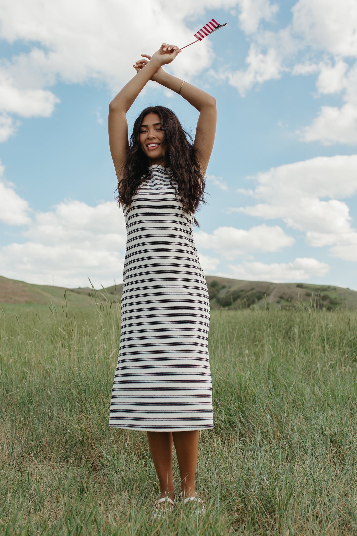 THE JOVIE STRIPED DRESS IN BLACK