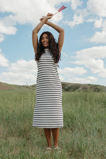 THE JOVIE STRIPED DRESS IN BLACK