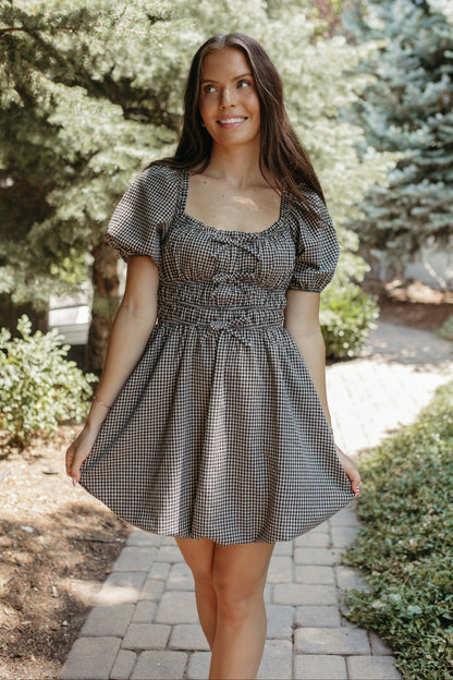 THE HARPER BLACK GINGHAM DRESS
