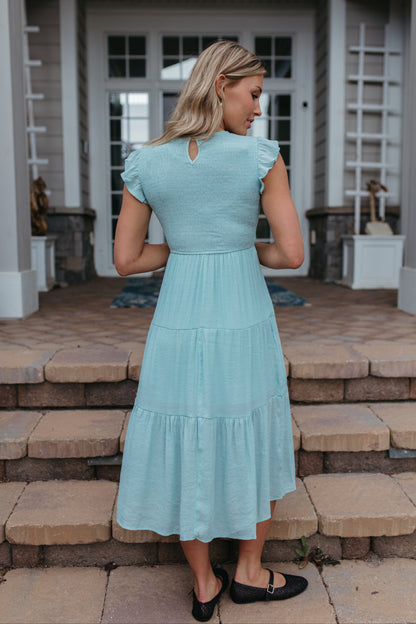 THE CAMILLE TIERED DRESS IN MINT GREEN