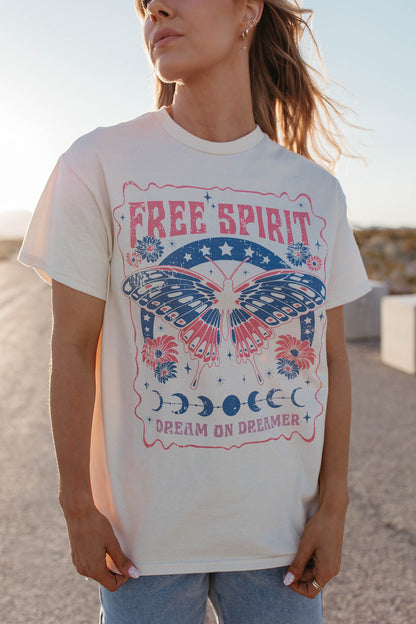 THE FREE SPIRIT BUTTERFLY TEE IN IVORY