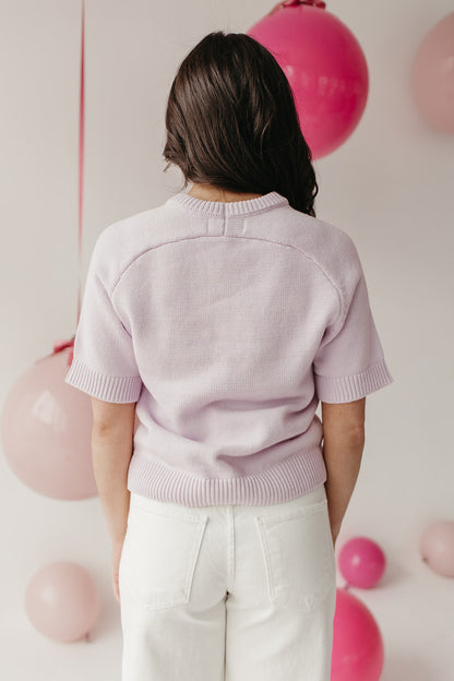 THE MEADOW SHORT SLEEVE SWEATER IN LAVENDER