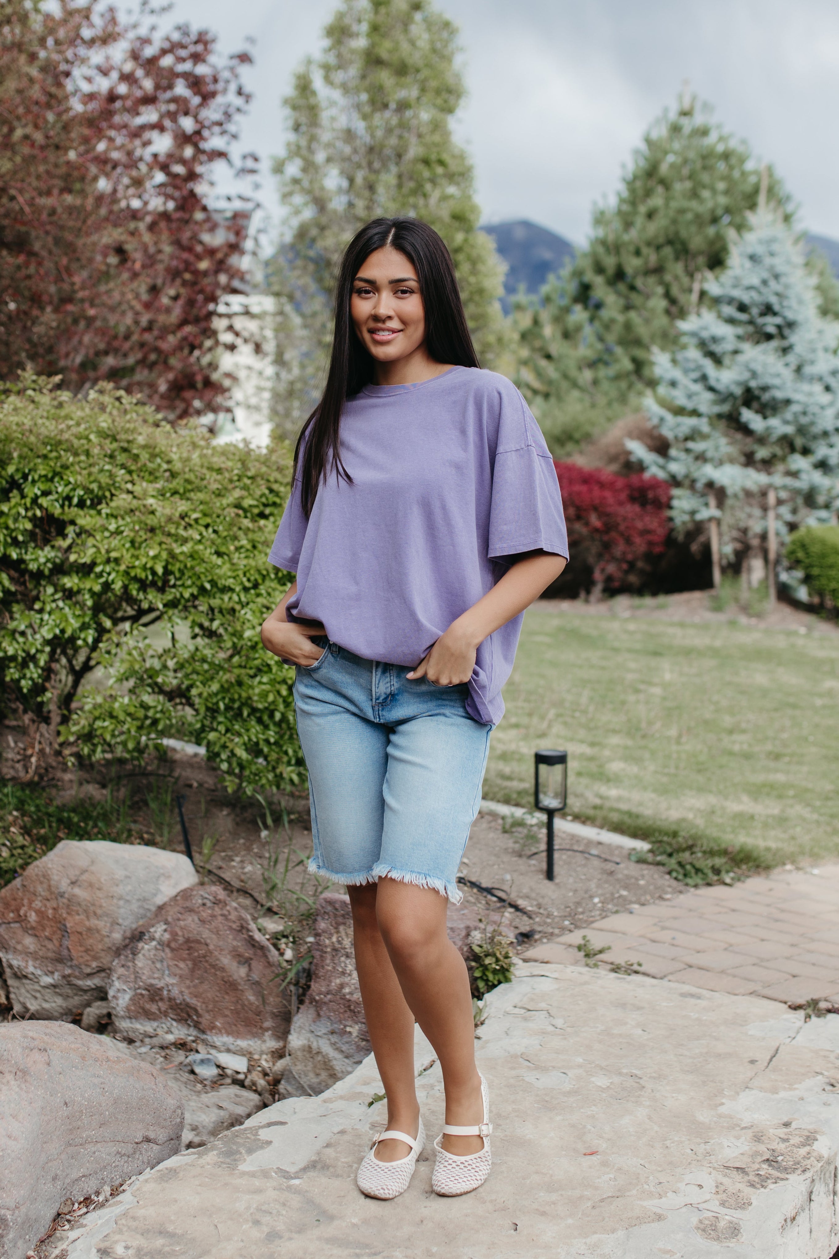 THE JOURNI OVERSIZED SHORT SLEEVE SHIRT IN DUSTY PURPLE – Pink Desert