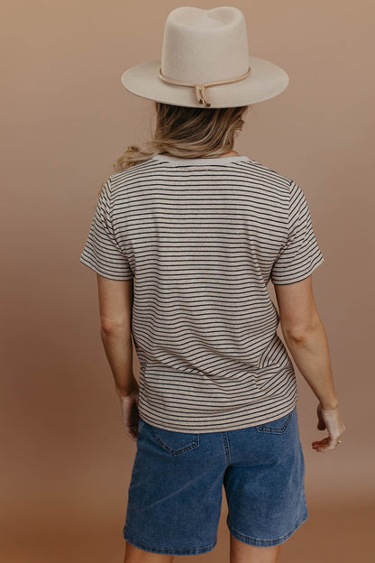 THE OAKLEE STRIPED TOP IN OATMEAL