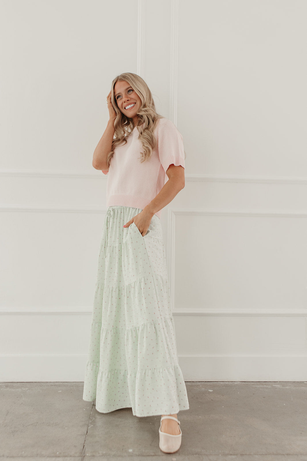 THE JANICE FLORAL PRINT SKIRT IN SAGE