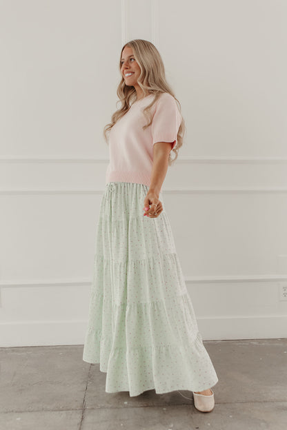 THE MEADOW SHORT SLEEVE SWEATER IN PINK