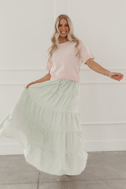 THE MEADOW SHORT SLEEVE SWEATER IN PINK