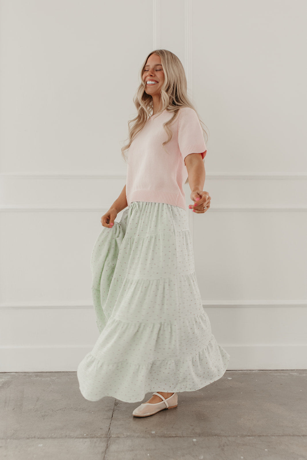 THE MEADOW SHORT SLEEVE SWEATER IN PINK