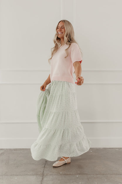 THE MEADOW SHORT SLEEVE SWEATER IN PINK