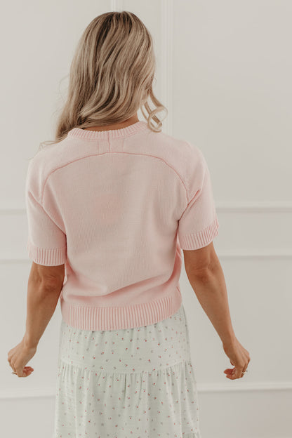 THE MEADOW SHORT SLEEVE SWEATER IN PINK