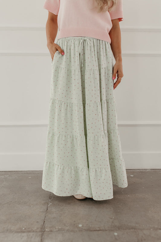 THE JANICE FLORAL PRINT SKIRT IN SAGE