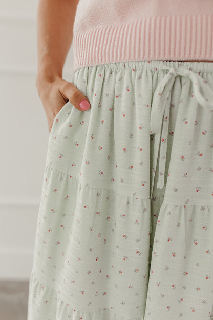 THE JANICE FLORAL PRINT SKIRT IN SAGE