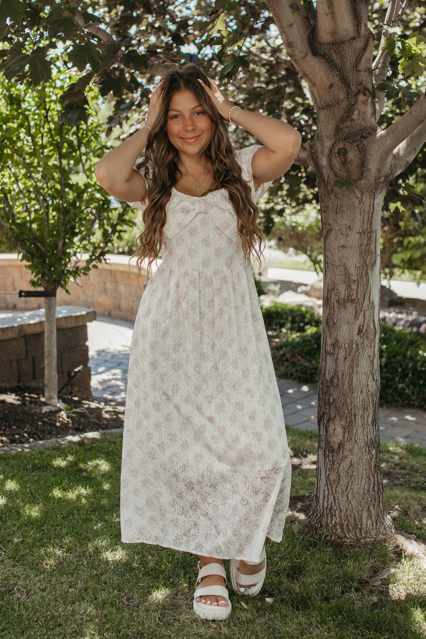 THE ROSIE POSIE FLORAL DRESS IN CREAM