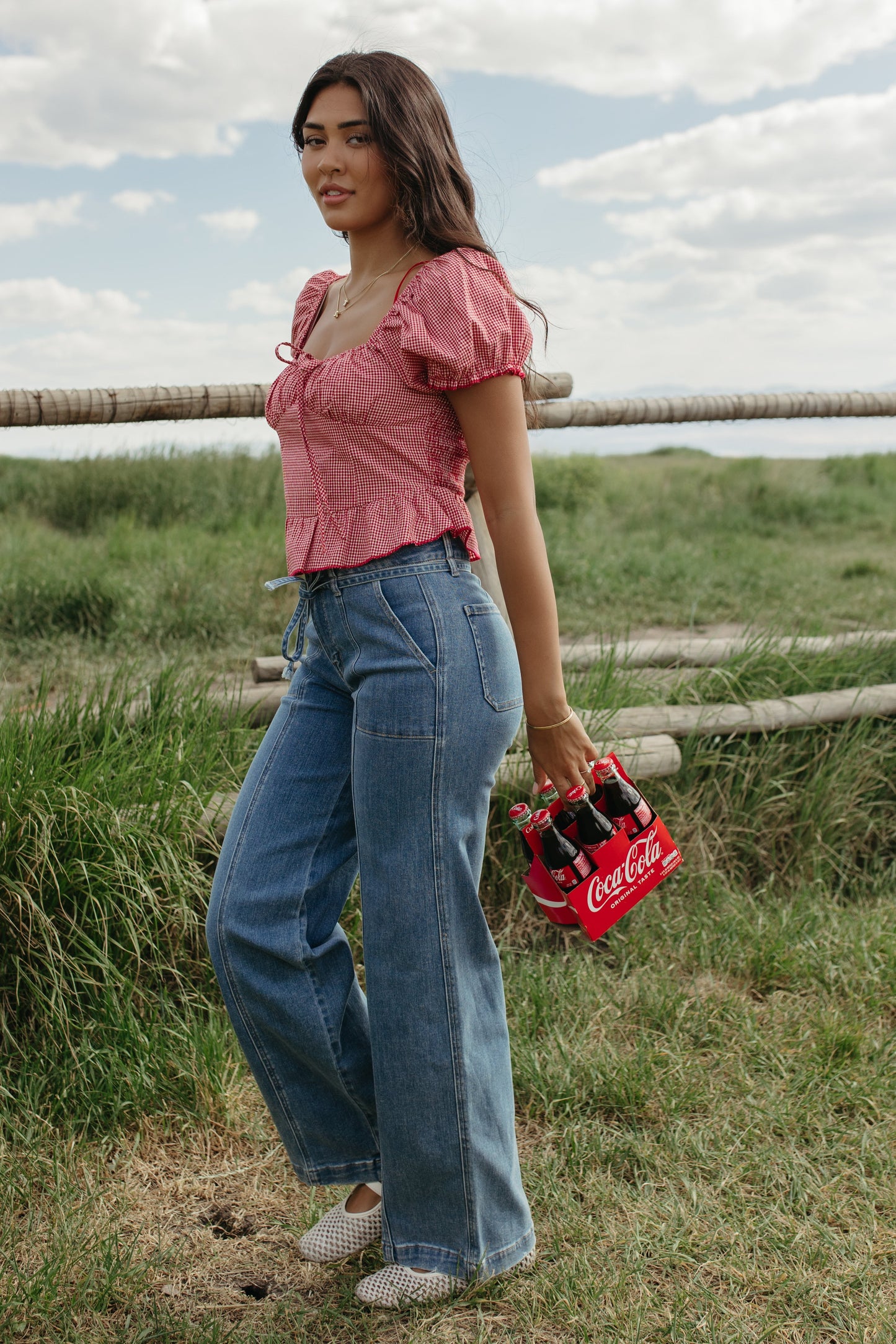 THE SARAH ANNE GINGHAM TOP IN RED