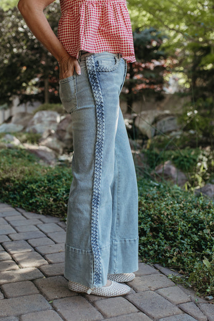 THE REGINA WIDE LEG FLARE JEANS IN DENIM