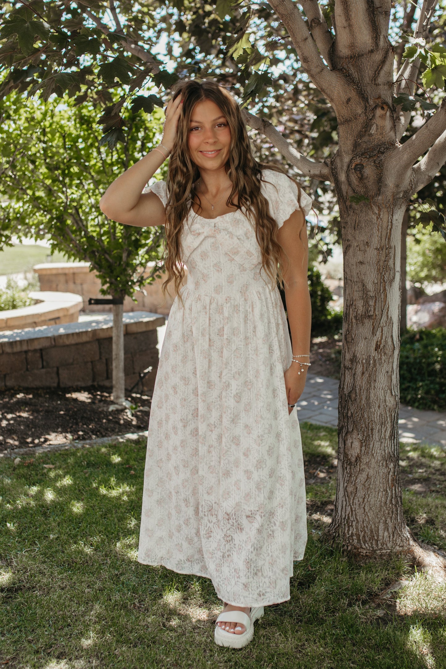 THE ROSIE POSIE FLORAL DRESS IN CREAM