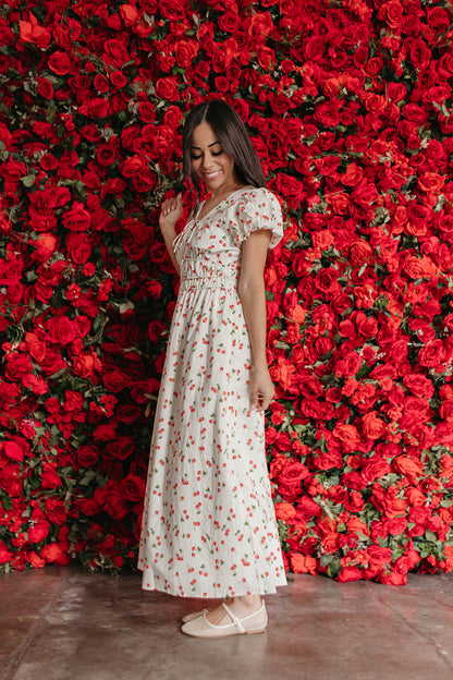 THE SUMMER BERRY MIDI DRESS IN CHERRY