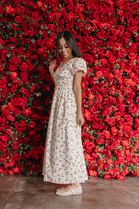 THE SUMMER BERRY MIDI DRESS IN CHERRY