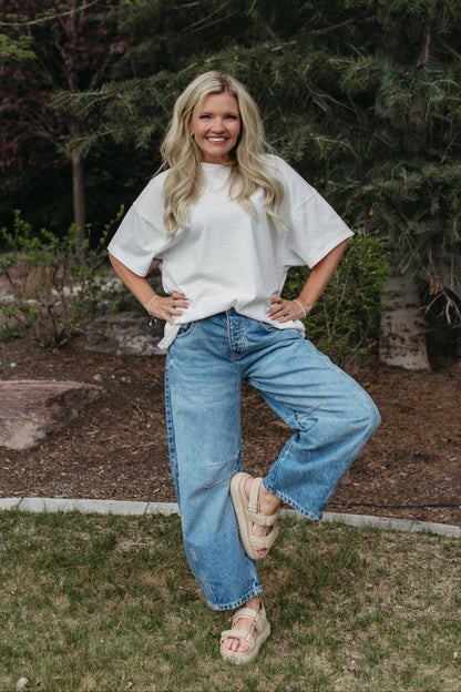 THE JOURNI OVERSIZED SHORT SLEEVE SHIRT IN OFF WHITE