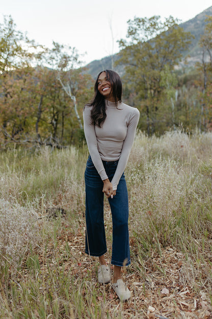 THE RICKIE RUCHED TURTLE NECK IN TAUPE