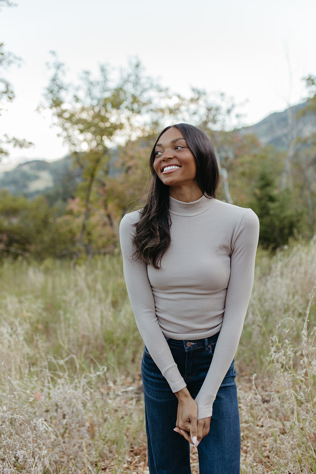 THE RICKIE RUCHED TURTLE NECK IN TAUPE