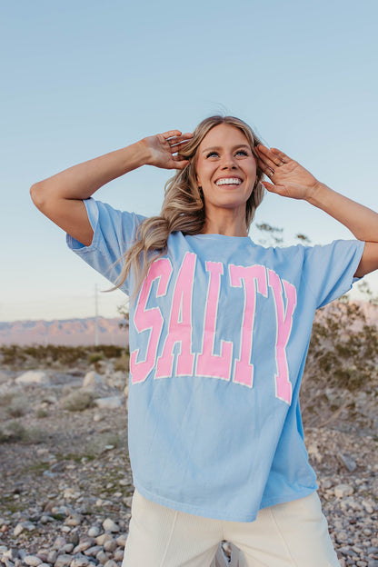 THE SALTY TEE IN BABY BLUE