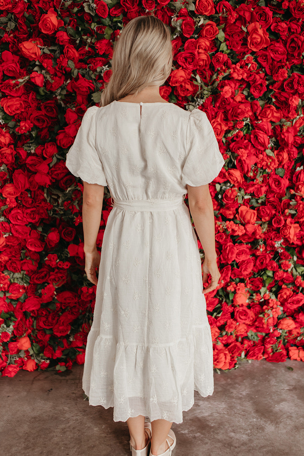 THE LUCY EMBROIDERED CHIFFON DRESS IN IVORY