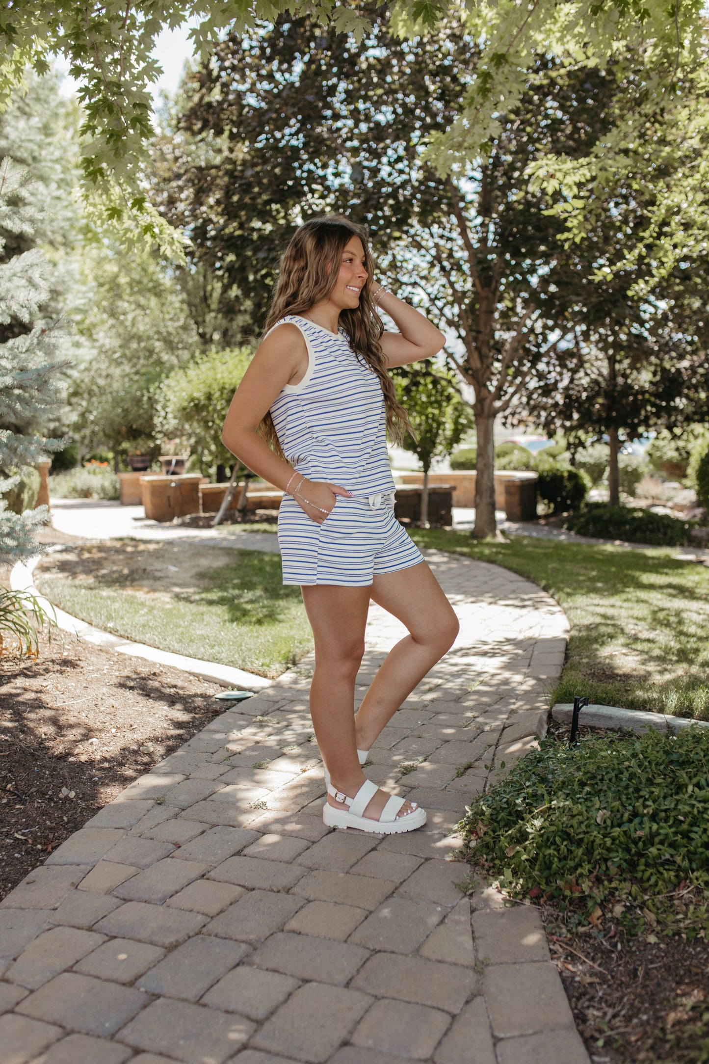 THE MICHAELA STRIPED SET IN BLUE