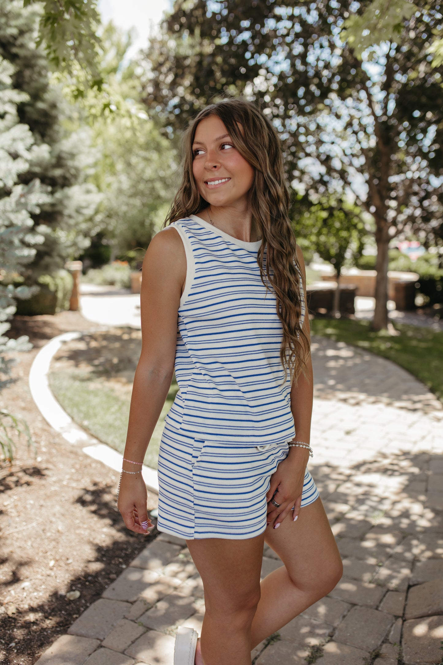 THE MICHAELA STRIPED SET IN BLUE