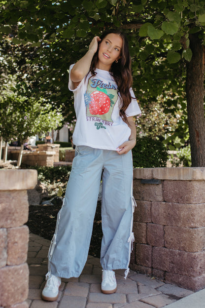 THE OCTAVIA STRIPED PANTS IN DUSTY BLUE