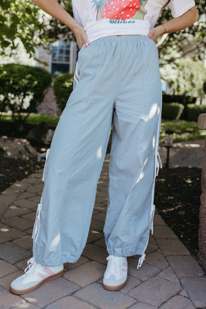 THE OCTAVIA STRIPED PANTS IN DUSTY BLUE