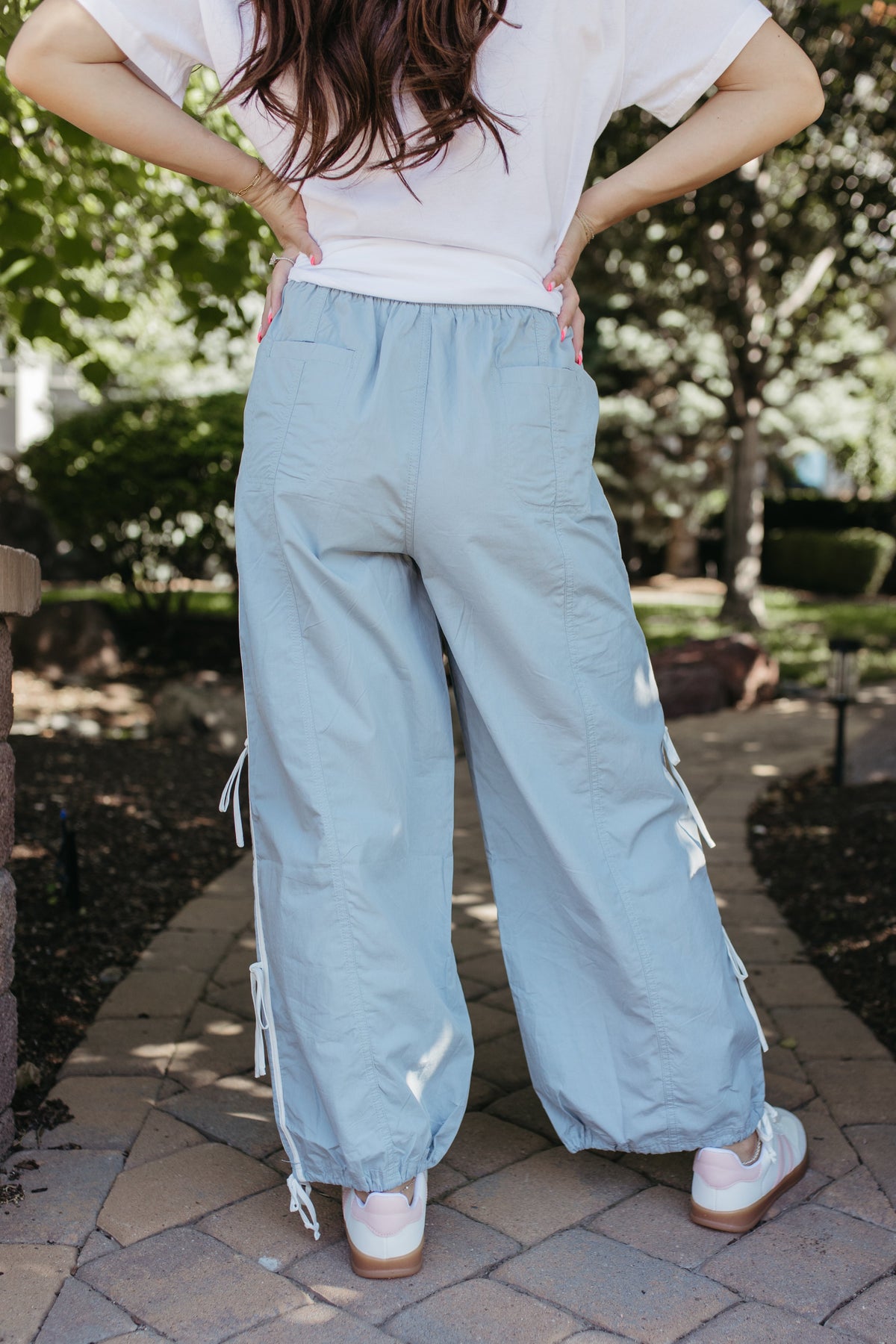THE OCTAVIA STRIPED PANTS IN DUSTY BLUE