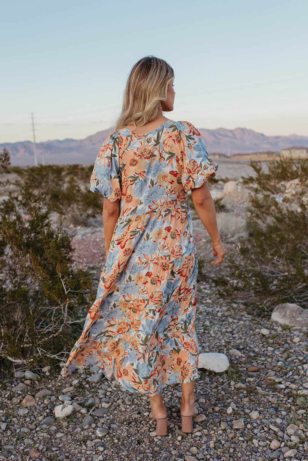THE MEGAN PUFF SLEEVE MAXI DRESS IN BLUE FLORAL