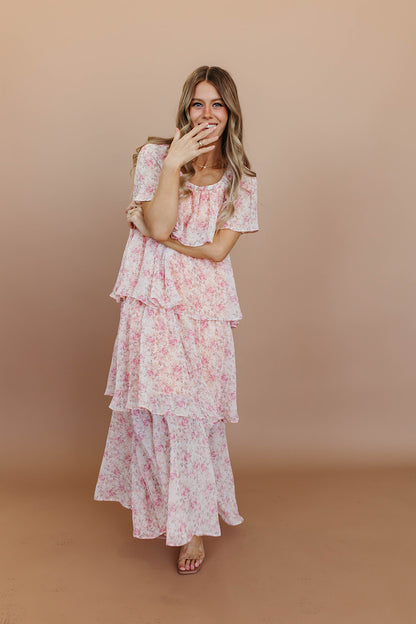 THE TIERANY MAXI DRESS IN PINK FLORAL