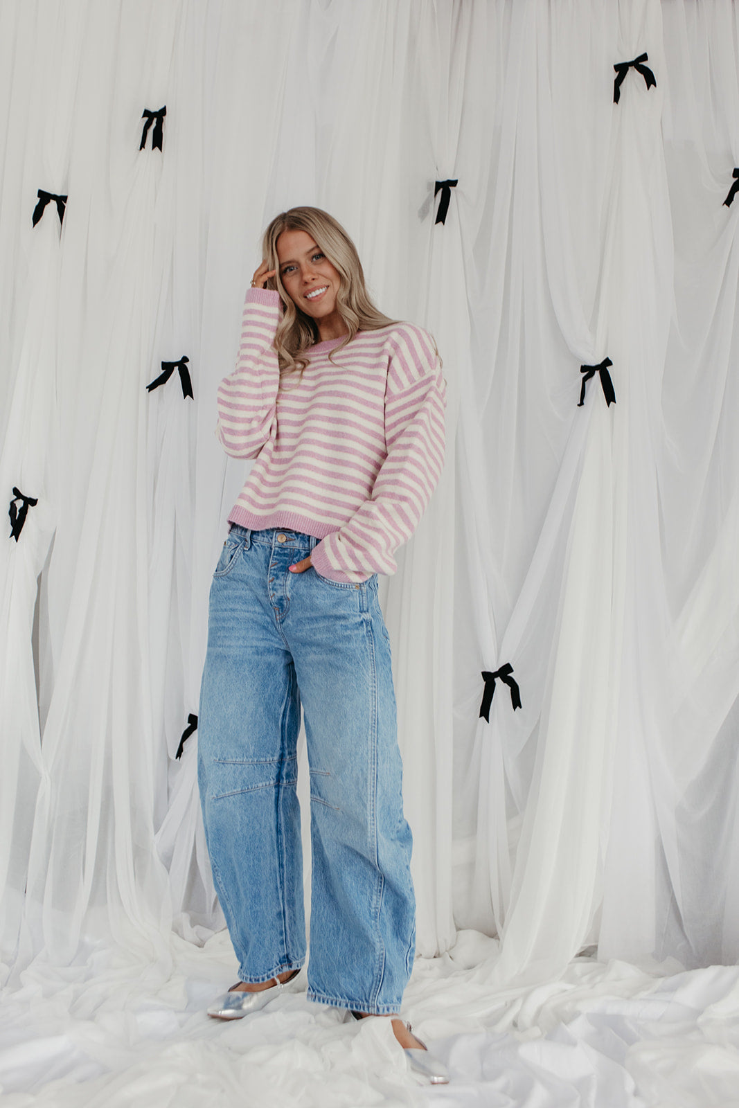 THE JEMMA STRIPED SWEATER IN VIOLET