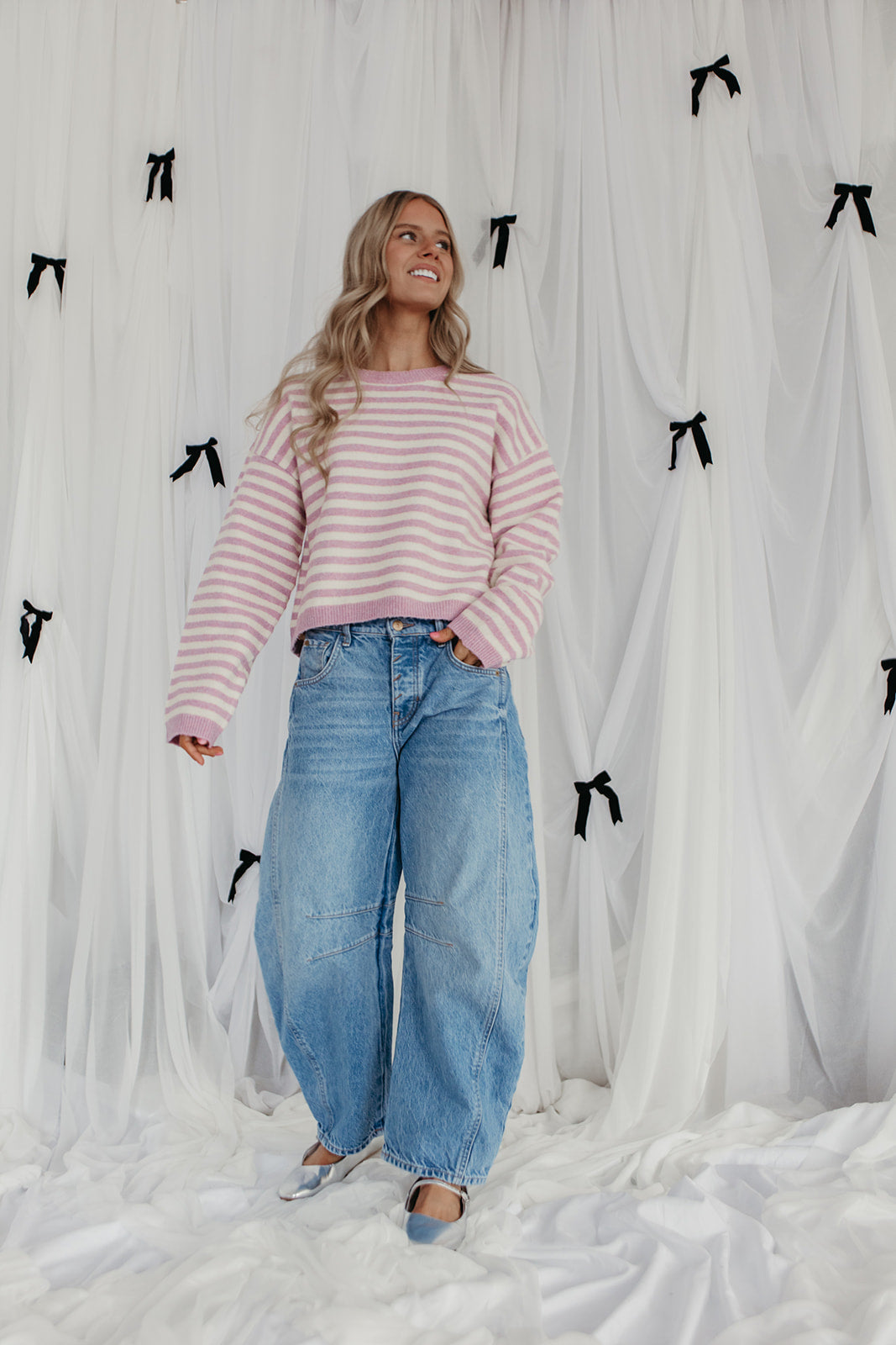 THE JEMMA STRIPED SWEATER IN VIOLET