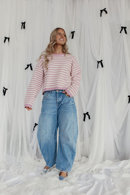 THE JEMMA STRIPED SWEATER IN VIOLET