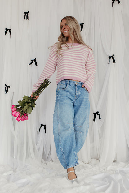 THE JEMMA STRIPED SWEATER IN VIOLET