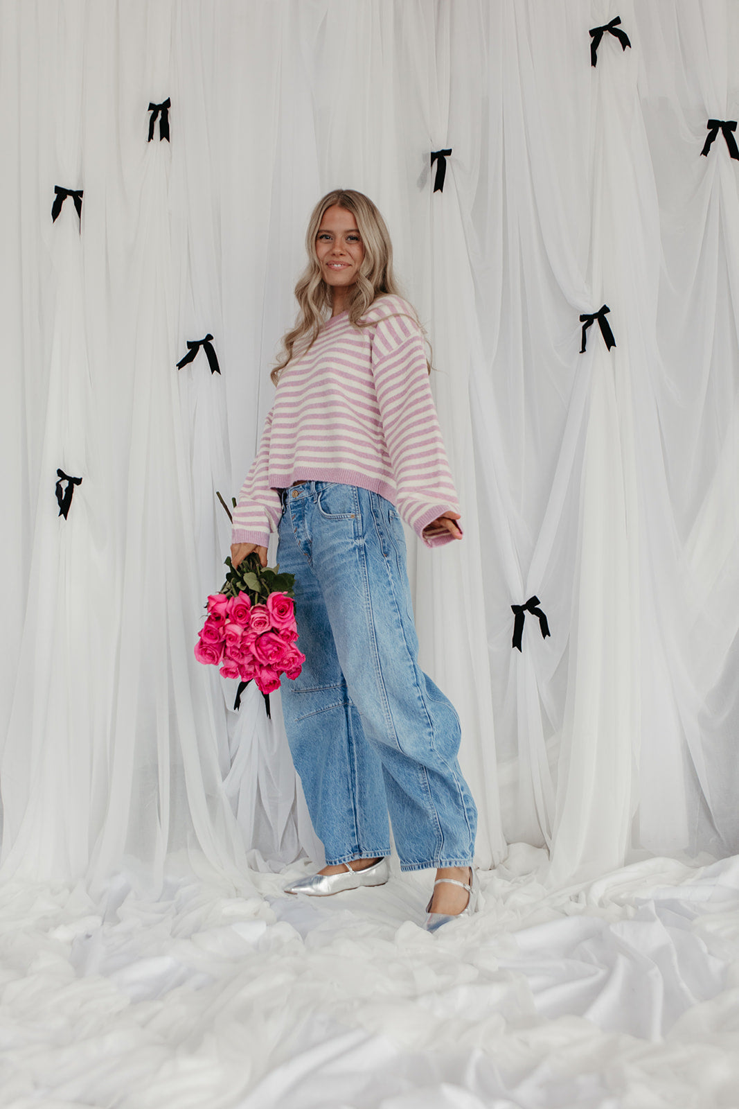 THE JEMMA STRIPED SWEATER IN VIOLET