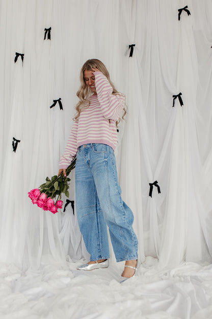 THE JEMMA STRIPED SWEATER IN VIOLET