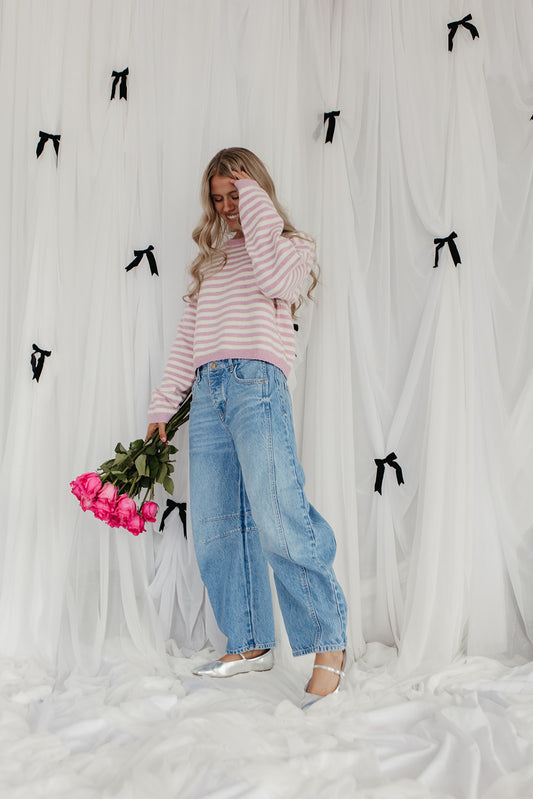 THE JEMMA STRIPED SWEATER IN VIOLET