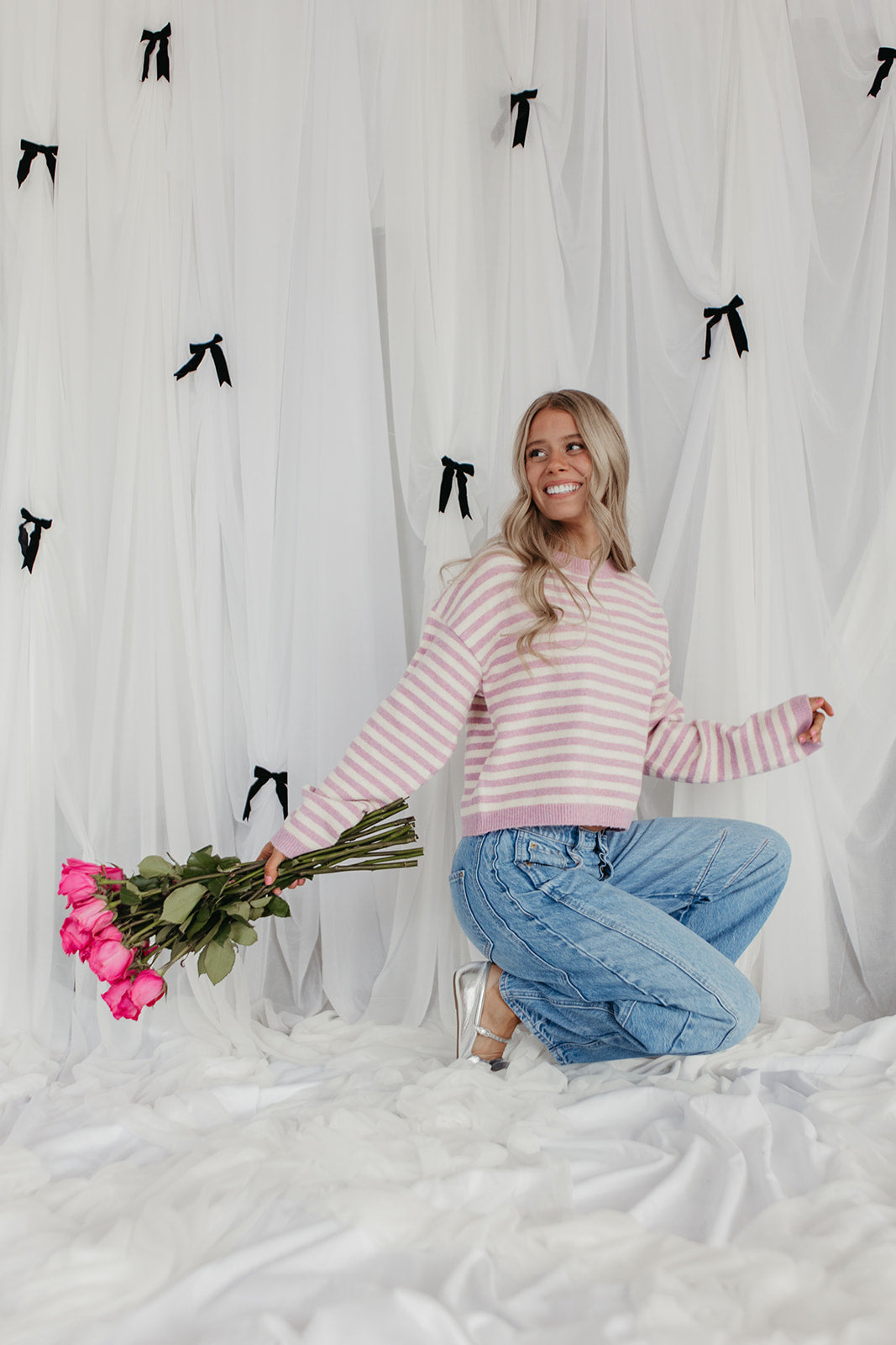 THE JEMMA STRIPED SWEATER IN VIOLET