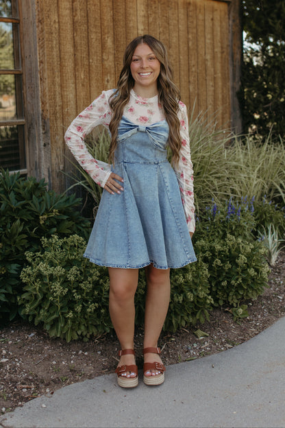 THE BAYLOR DENIM BOW DRESS