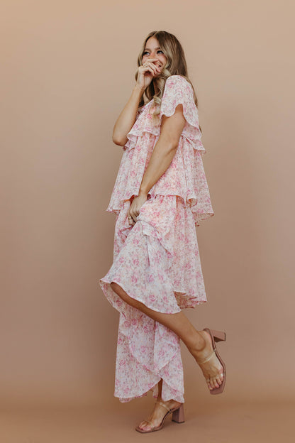 THE TIERANY MAXI DRESS IN PINK FLORAL