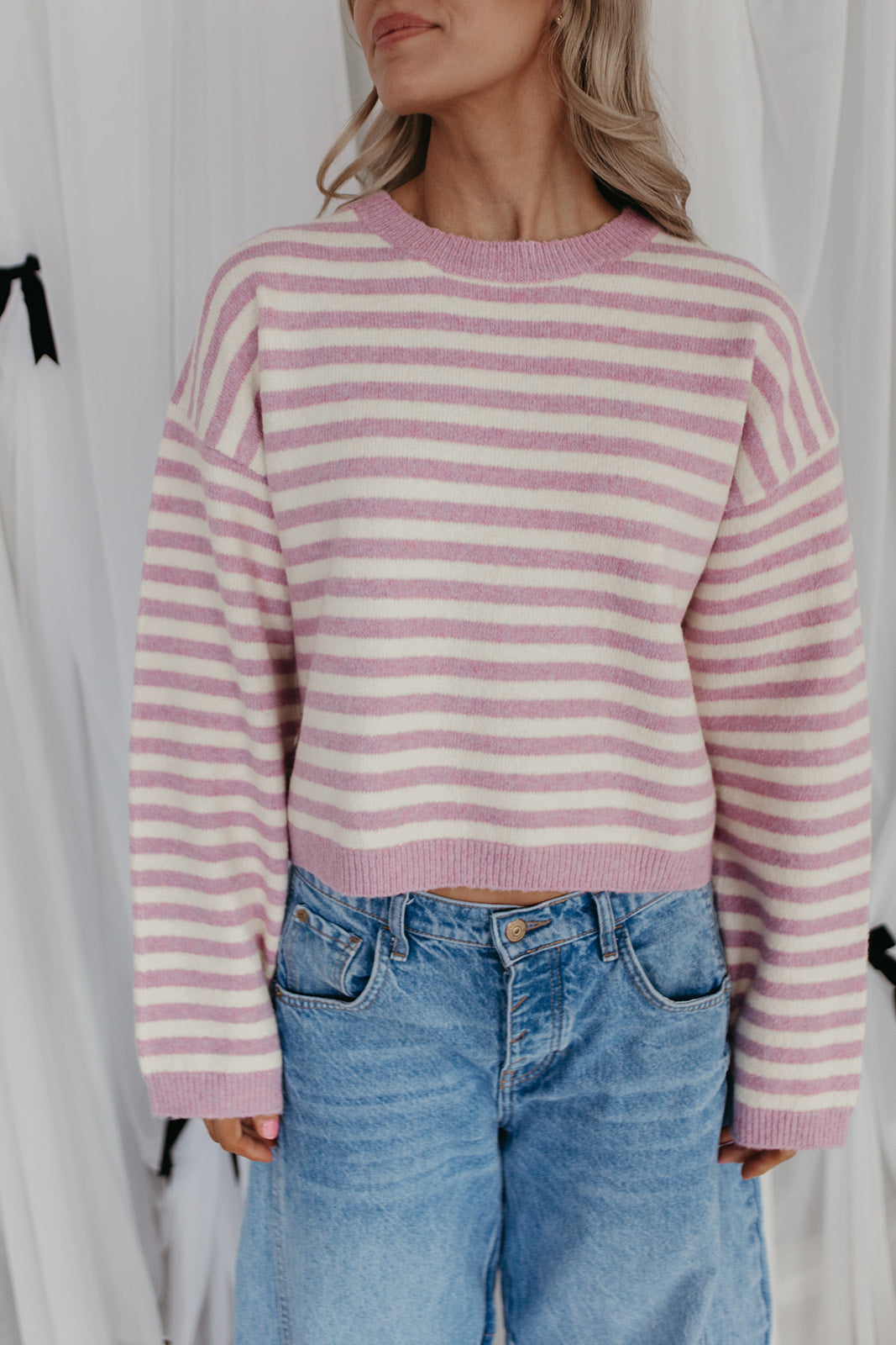 THE JEMMA STRIPED SWEATER IN VIOLET