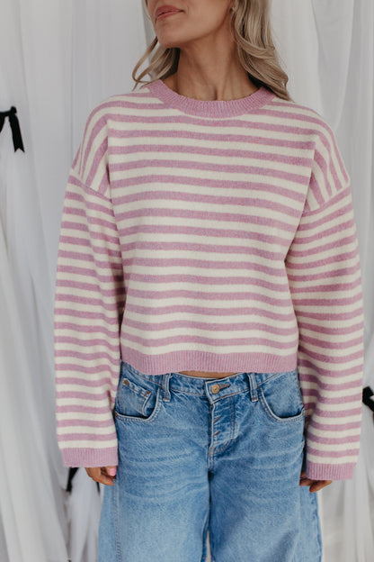 THE JEMMA STRIPED SWEATER IN VIOLET