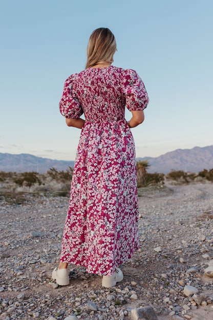 THE POPPY FLORAL DRESS IN MAGENTA